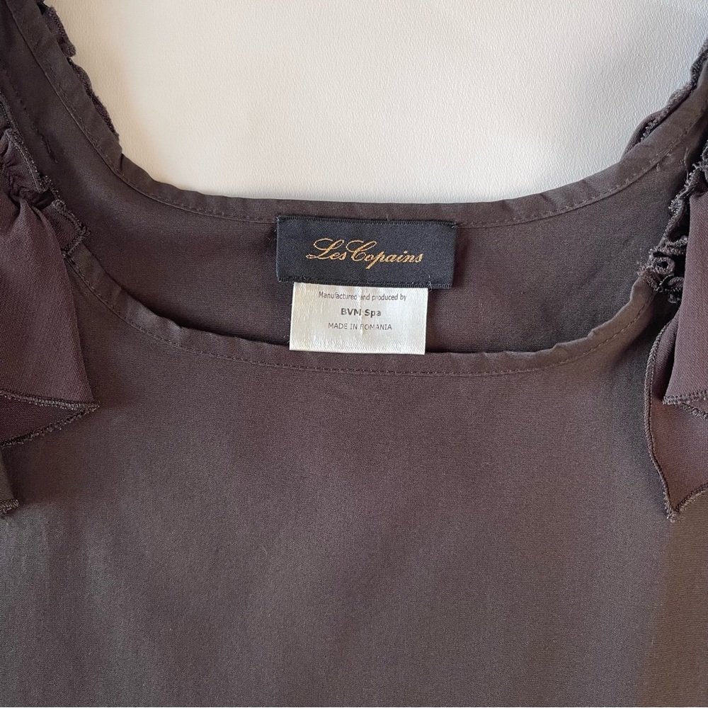 Les Copains Ruffle Brown A Line Dress Cotton 42 M - Picture 10 of 14
